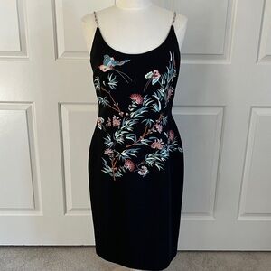 Vintage Donna Morgan Floral Embroidered Black Dress